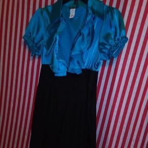 Elegant Blue and Black Women's Dress